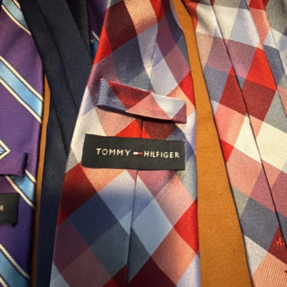 Men's Lot of Three Tommy Hilfiger 100% Italian Silk Double Print Neck Ties!